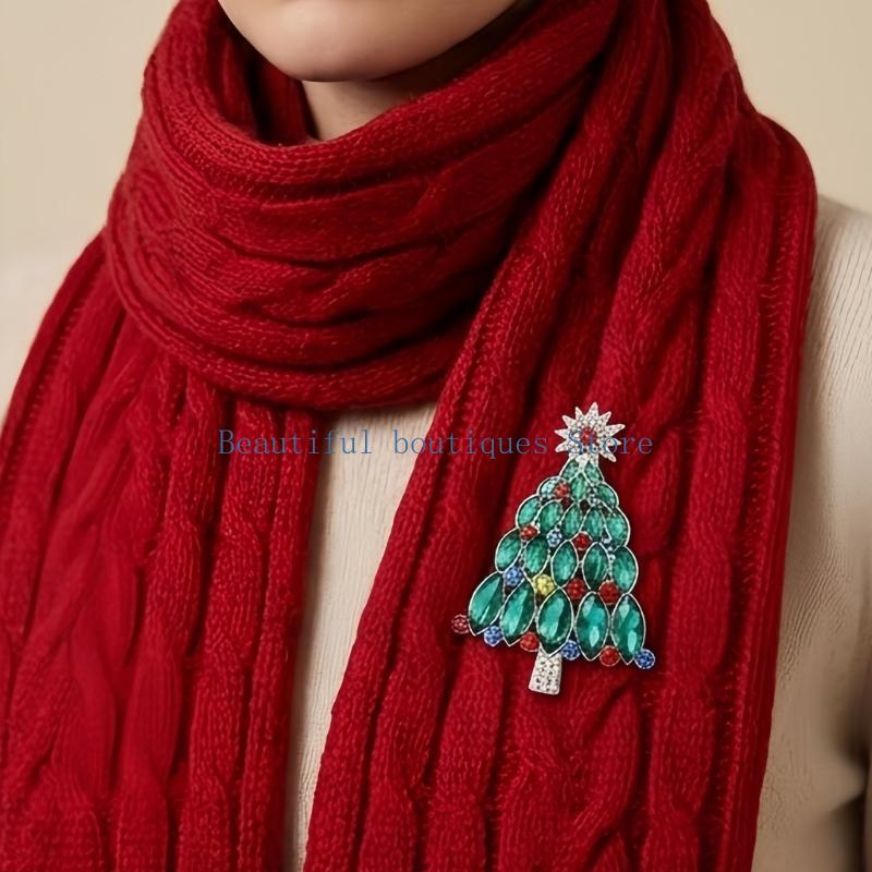 Men Accessories Look - U4LF Weihnachtsbaum-Brosche mit mehrfarbiger Feiertagsfarbe für