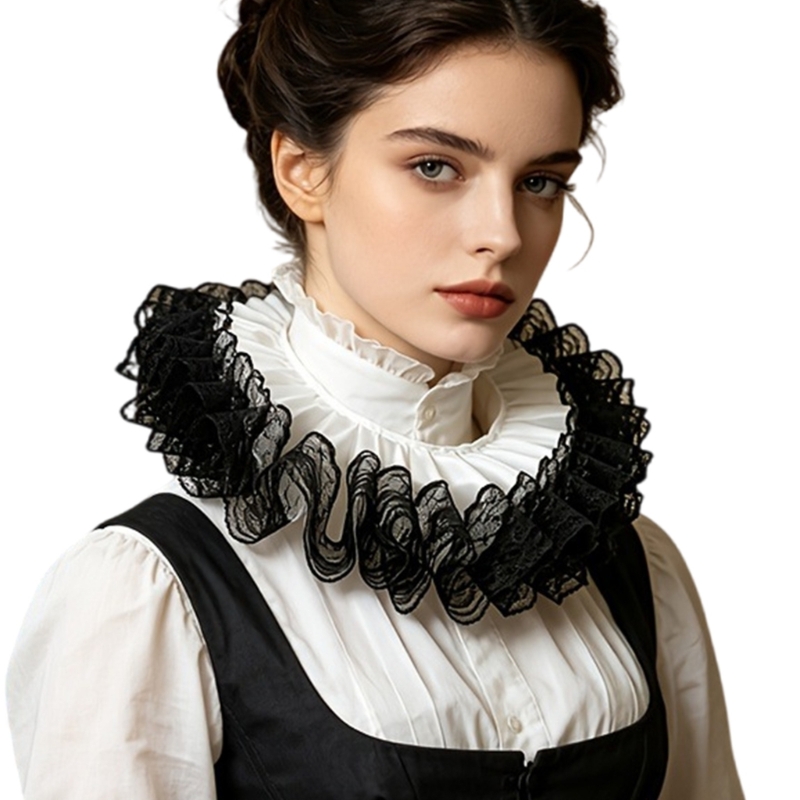 Men'S Victorian Accessories - Rüschenhalskragen, dekorativer Kragen für Lagenblusen, Strick