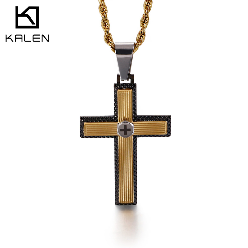 Men Accessories Singapore - Kalen Hiphop Kreuz Anhänger Halskette Herren