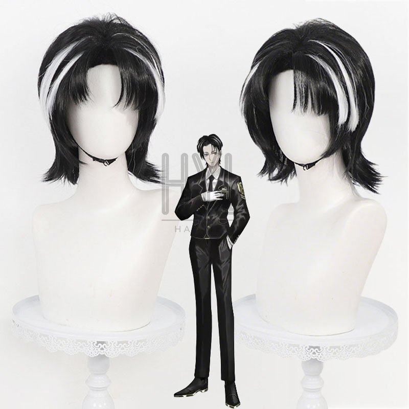 Men Accessories Look - Game Limbus Company Rien Cosplay-Perücke, schwarz,