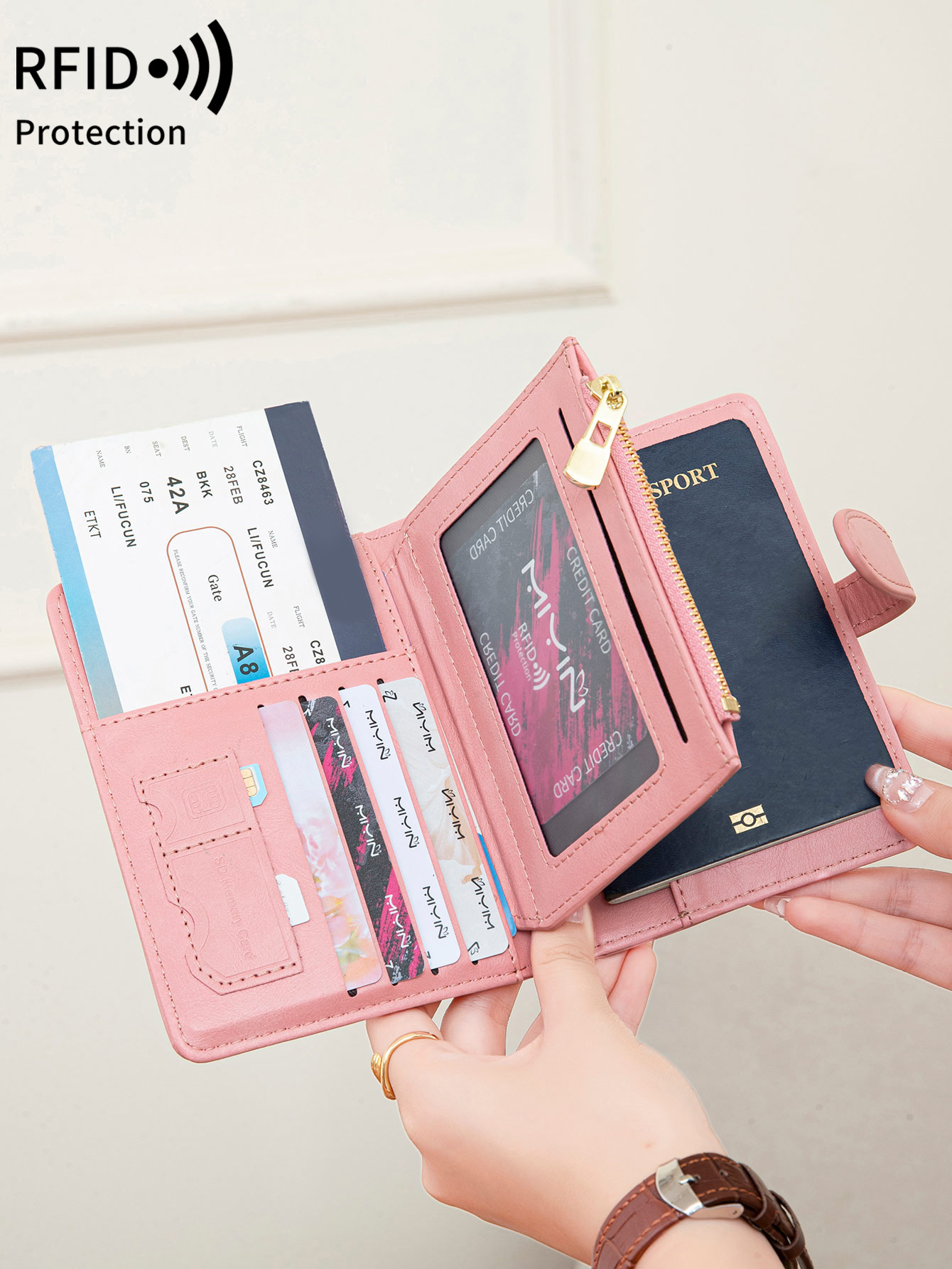 Passport Wallet Rfid - Multifunktionale RFID-Schutz-Reisepasshülle, Modische Reisepasshülle mit mehreren
