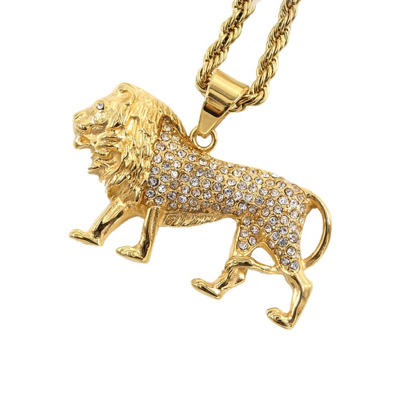 Hip-Hop Kristallbesetzte Löwen – Men Accessories Singapore Bewertung und Preis