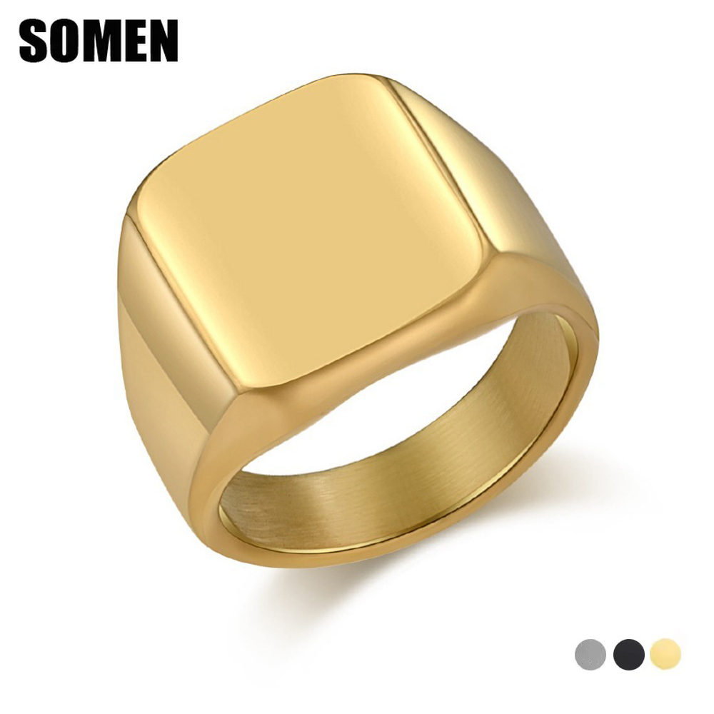 Somen Signet Quadratischer Wol – Signet Ring Men Bewertung und Preis