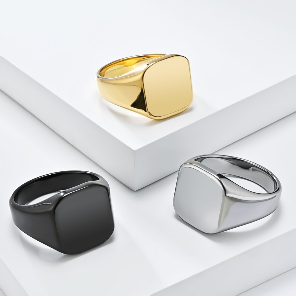 Somen Signet Quadratischer Wol – Signet Ring Men Bewertung und Preis