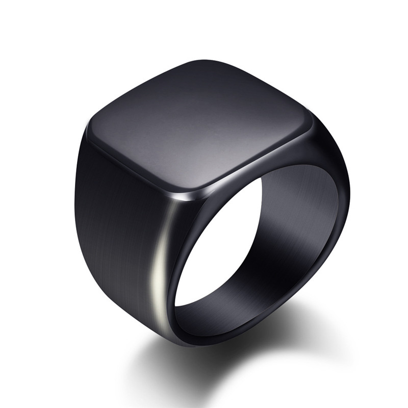 Mode Männer Schwarz Glatte Ede – Signet Ring Men Bewertung und Preis