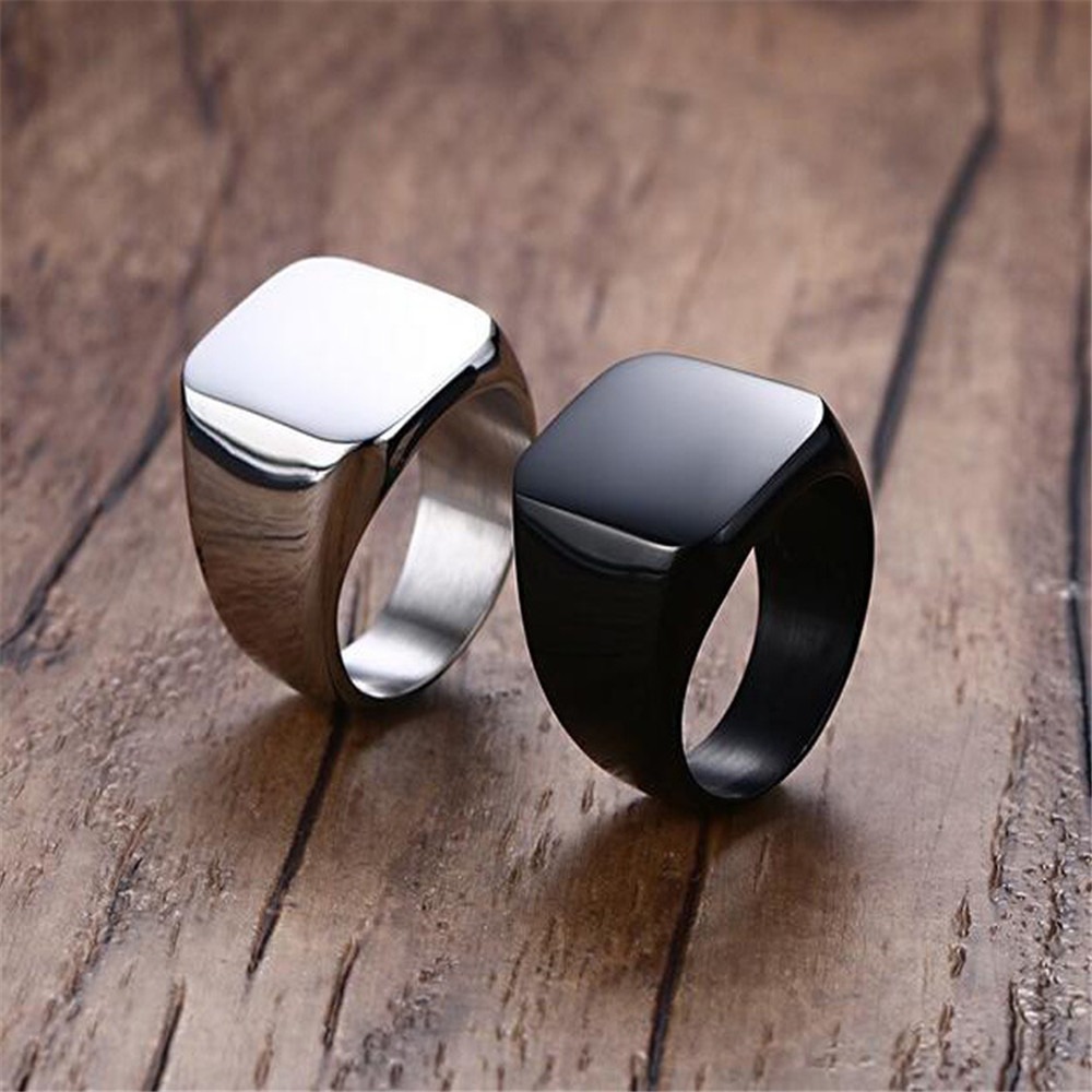 Mode Männer Schwarz Glatte Ede – Signet Ring Men Bewertung und Preis