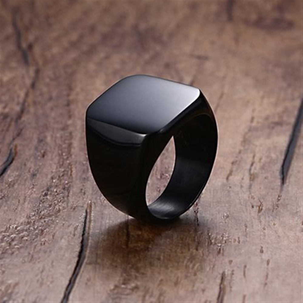 Mode Männer Schwarz Glatte Ede – Signet Ring Men Bewertung und Preis