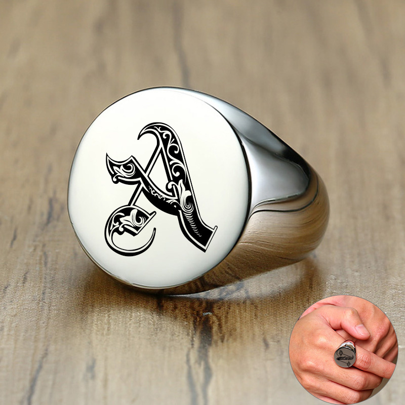 Vnox Stilvolle Muster Schrift  – Signet Ring Men Bewertung und Preis